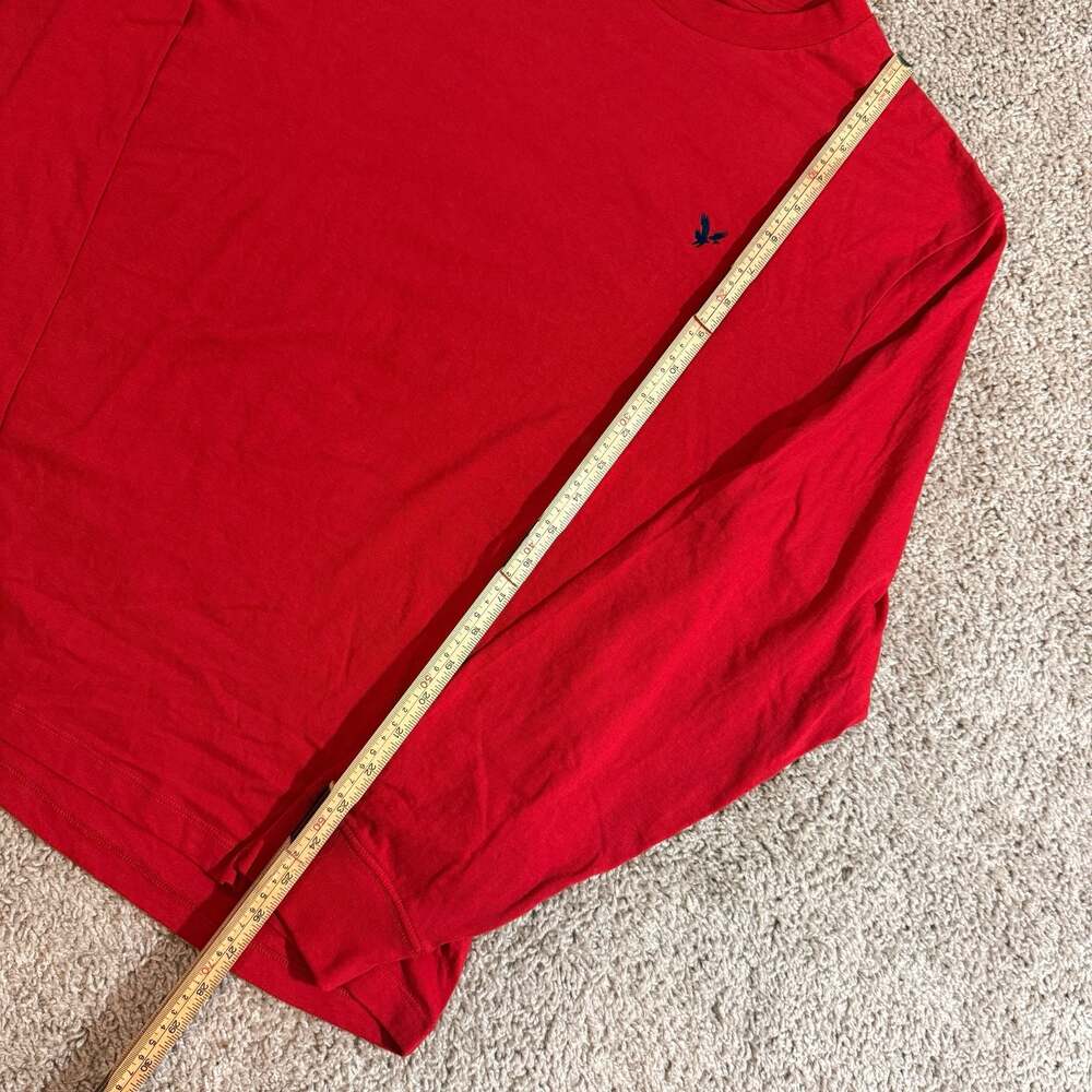 American Eagle Long Sleeve Shirt Mens Large Red Super Soft Standard Fit Logo Tee - Picture 3 of 6